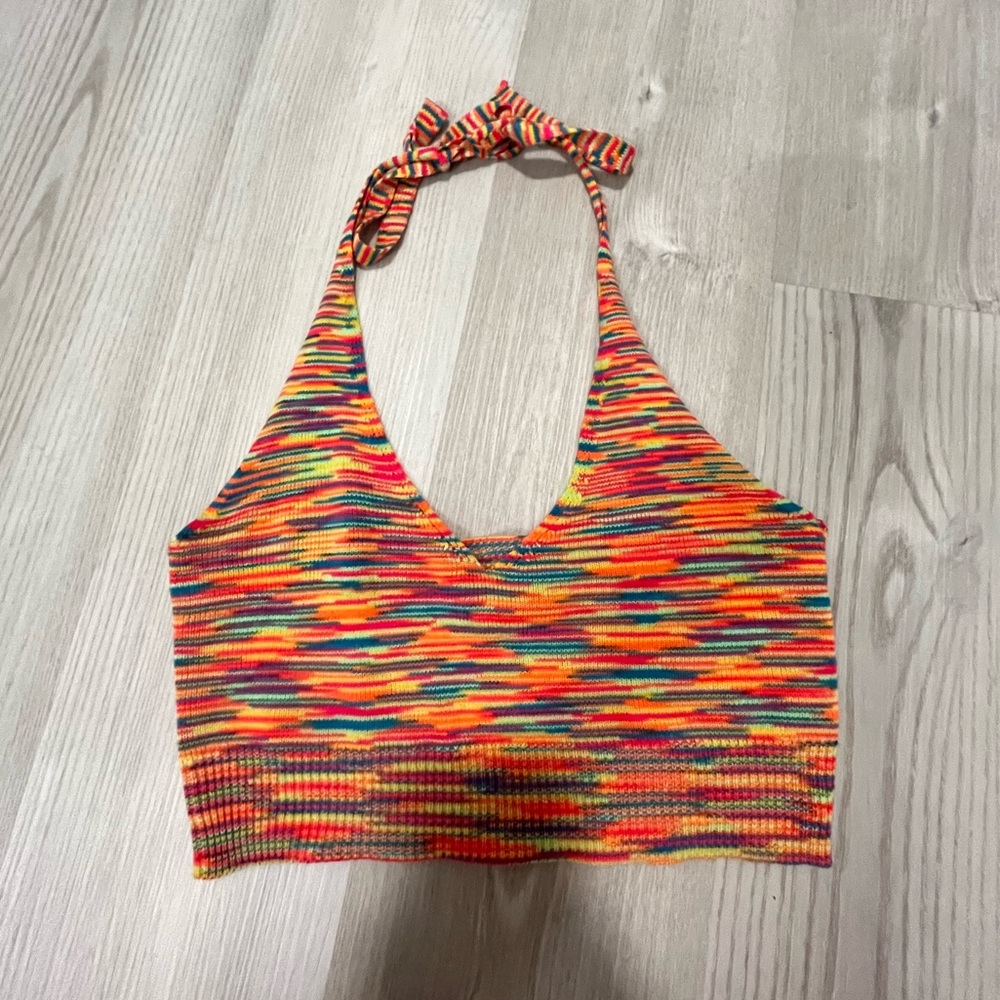 rainbow knit halter top